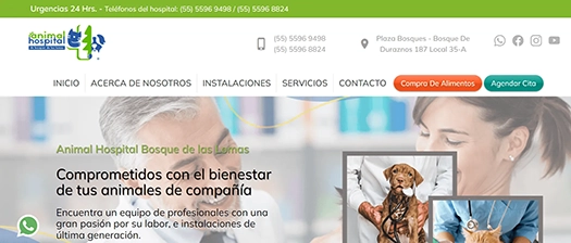Sitio Animalhospital en vista de escritorio.