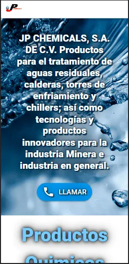 Sitio JPChemicals de mantenimiento y limpieza de piscinas para dispositivos móviles.