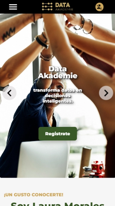Vista móvil del sitio Data Akademie