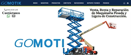 Sitio Gomotik en escritorio para venta, renta y reparación de maquinaria.