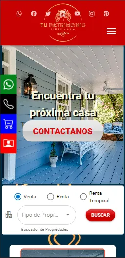 Sitio TuPatrimonio de inmobiliaria para dispositivos móviles.