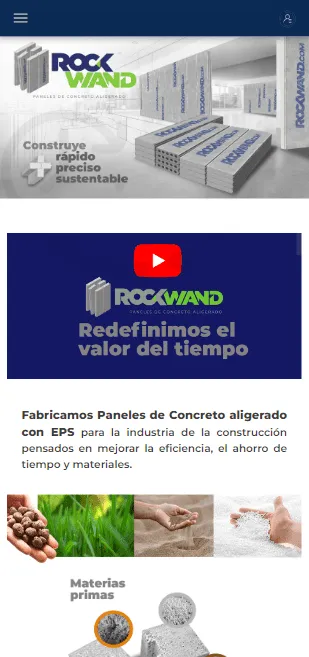 Sitio Rockwand de paneles prefabricados para dispositivos móviles.
