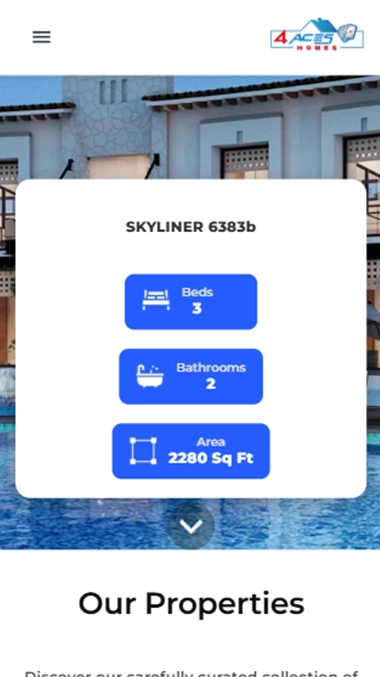 Vista móvil optimizada del sitio 4aceshomes