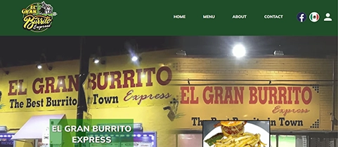 Vista de escritorio del sitio El Gran Burrito