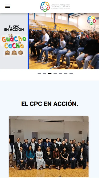 Vista móvil optimizada del sitio Cpcdgo.org