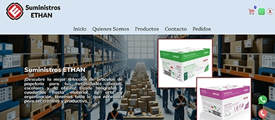 Vista de escritorio del sitio Suministros Ethan