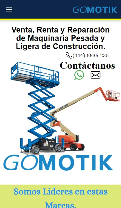 Vista móvil optimizada del sitio Gomotik